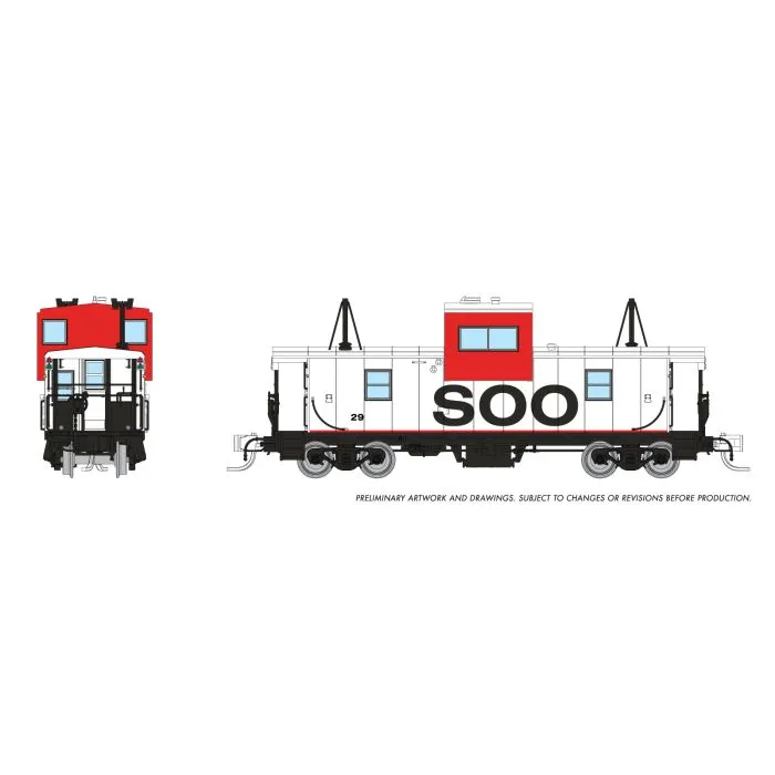 510041 Rapido N scale Wide Vision Caboose: SOO - White & Red Scheme: #29