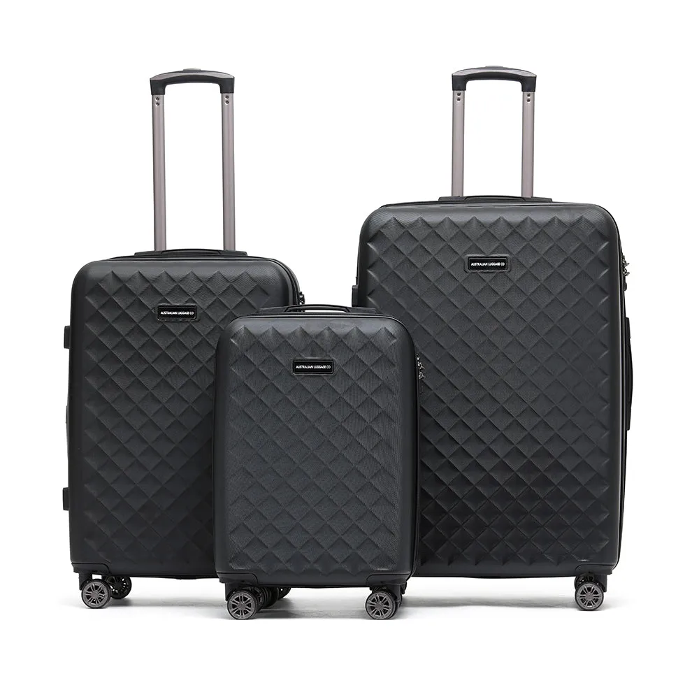 Aus Luggage - Venice Set 3 Suitcases 29-25-20 - Black