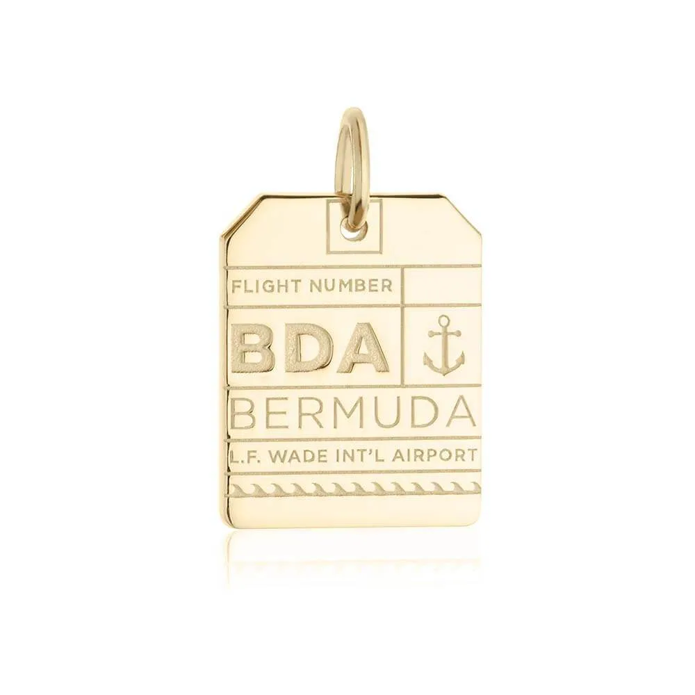 Bermuda Caribbean BDA Luggage Tag Charm Solid Gold