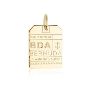 Bermuda Caribbean BDA Luggage Tag Charm Solid Gold