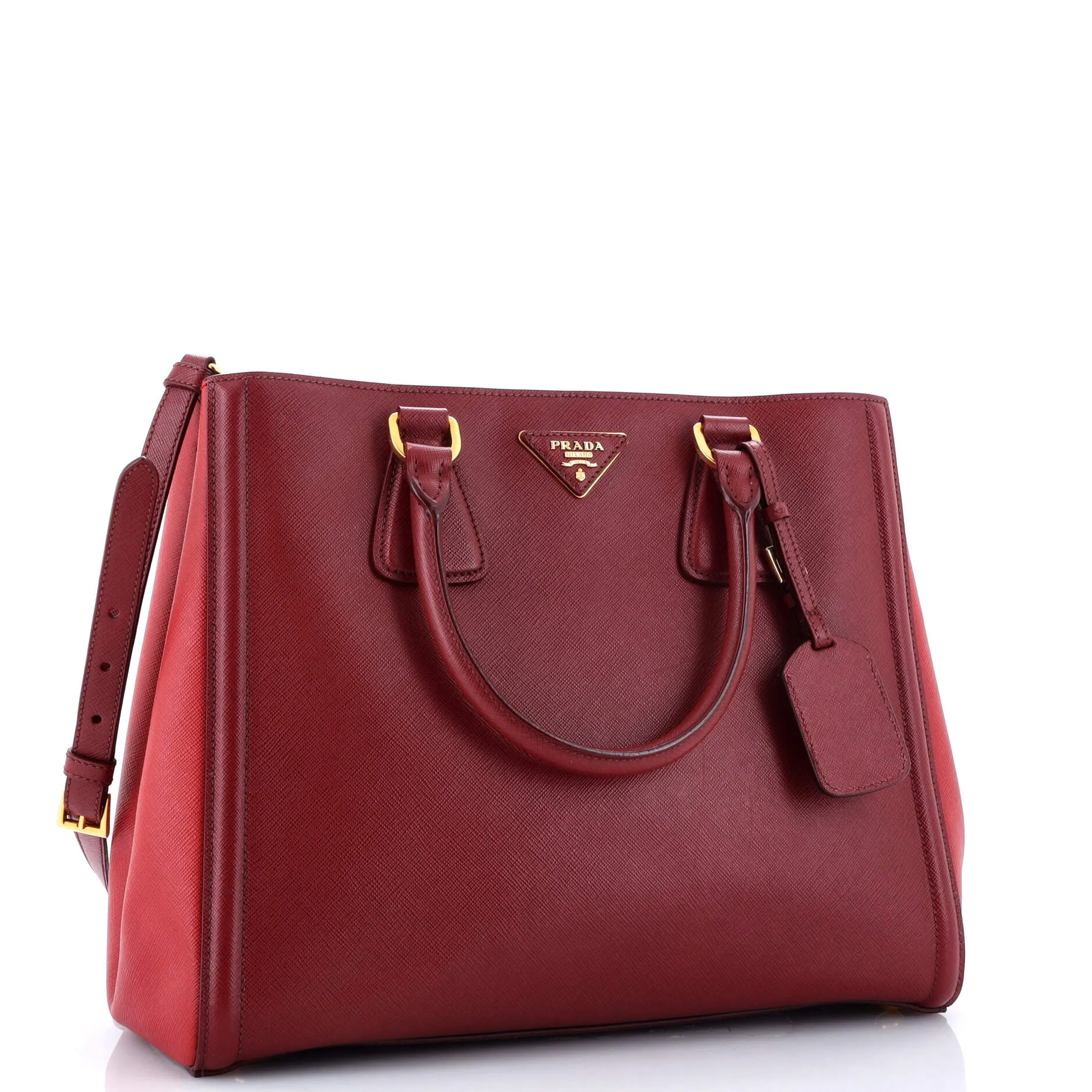 Bicolor Lux Convertible Open Tote Saffiano Leather Medium