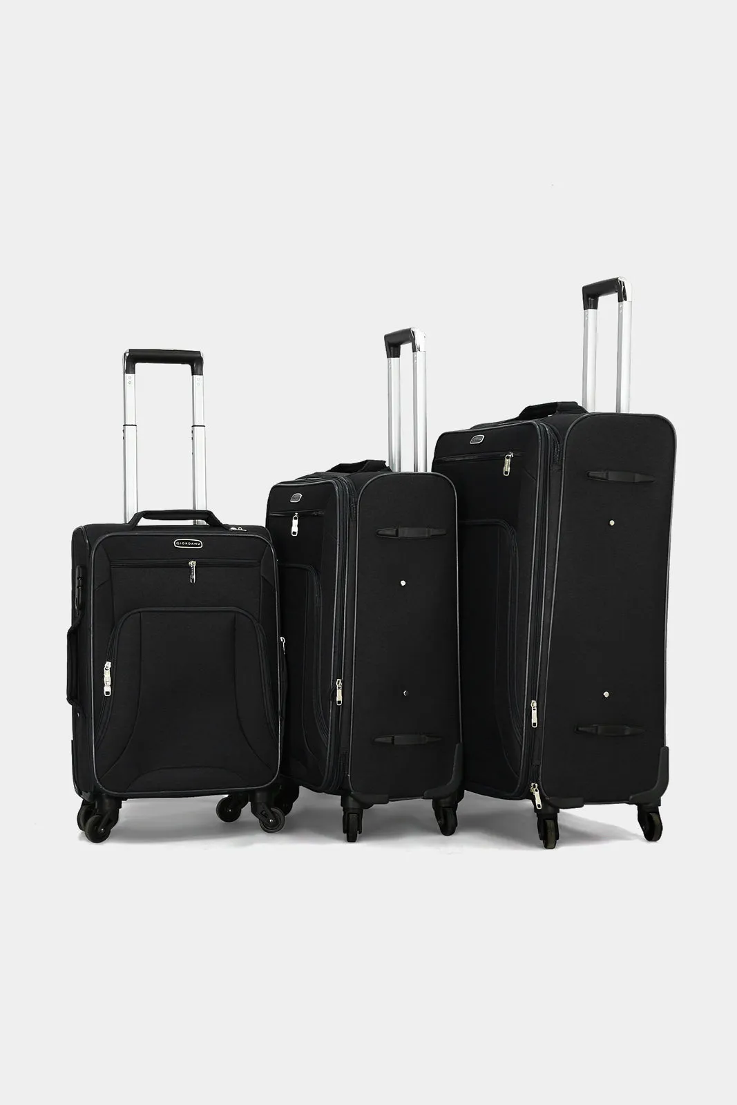 Black Solid Trolley Set (3 Piece)