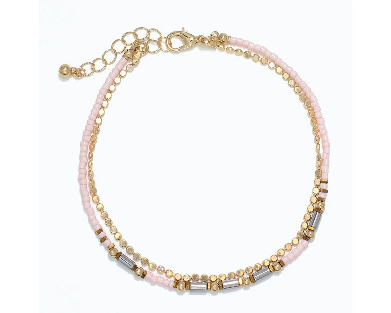 Double Layer Pink and Gold Anklet