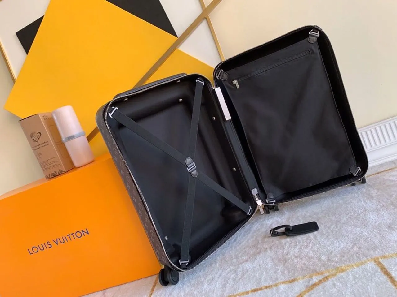 Louis Vuitton Horizon 55 Luggage Trolley Monogram Eclipse Canvas Spring/Summer 2019 Collection M23002 Black
