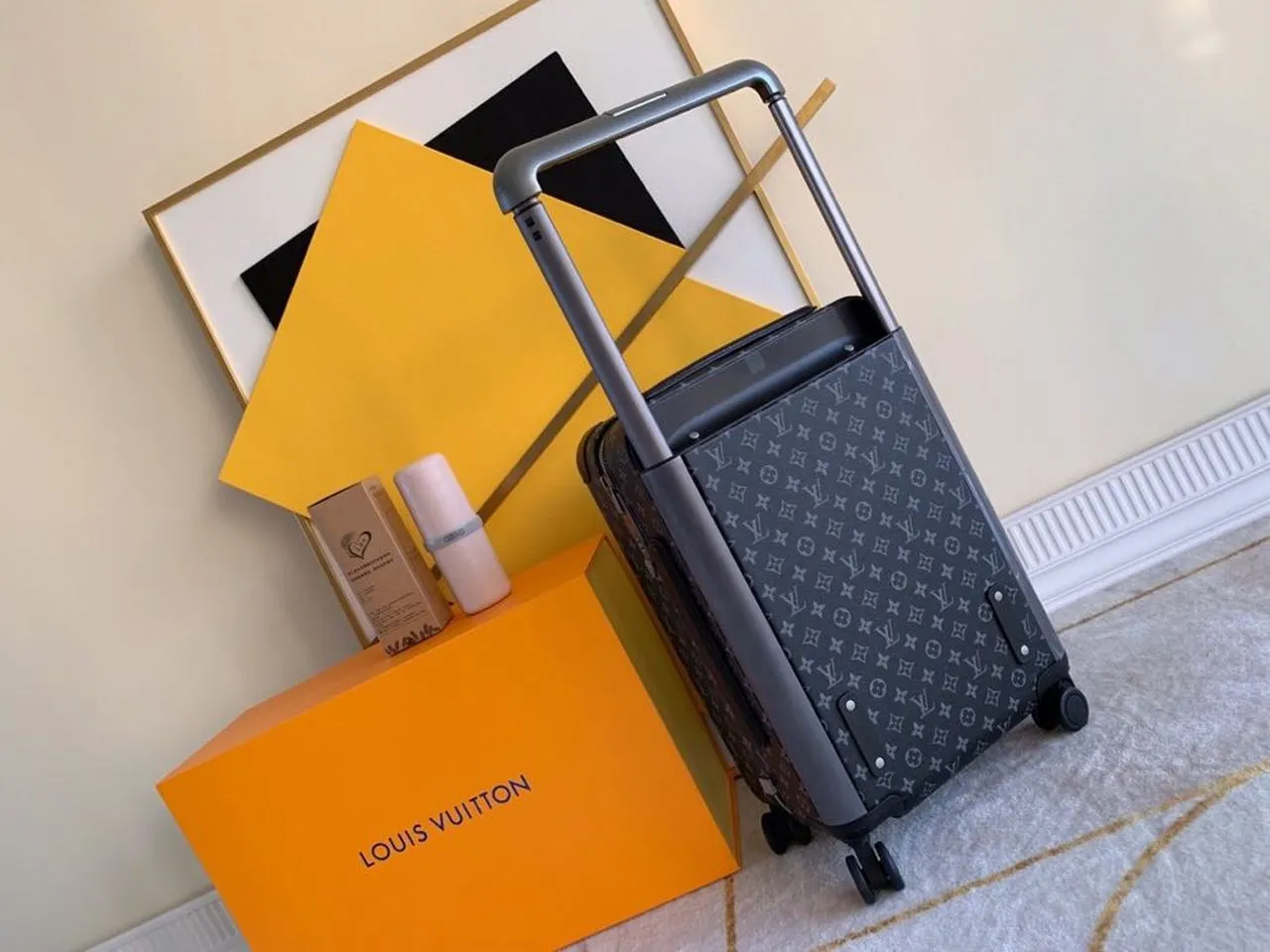 Louis Vuitton Horizon 55 Luggage Trolley Monogram Eclipse Canvas Spring/Summer 2019 Collection M23002 Black