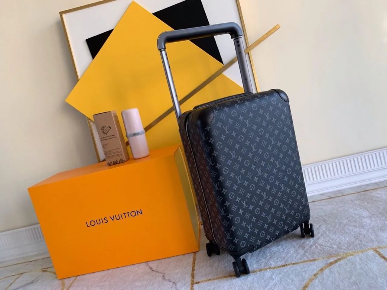 Louis Vuitton Horizon 55 Luggage Trolley Monogram Eclipse Canvas Spring/Summer 2019 Collection M23002 Black