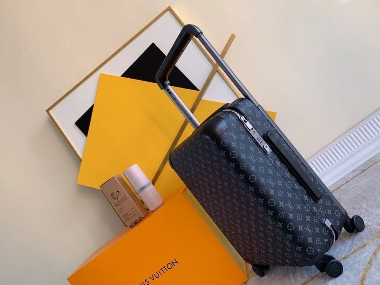 Louis Vuitton Horizon 55 Luggage Trolley Monogram Eclipse Canvas Spring/Summer 2019 Collection M23002 Black