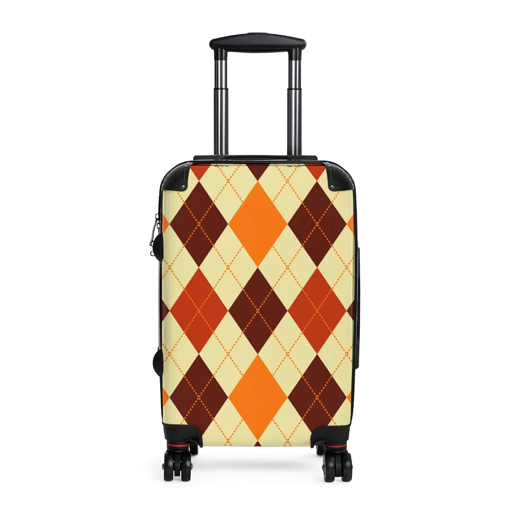 Orange and Brown Argyle Carry-on