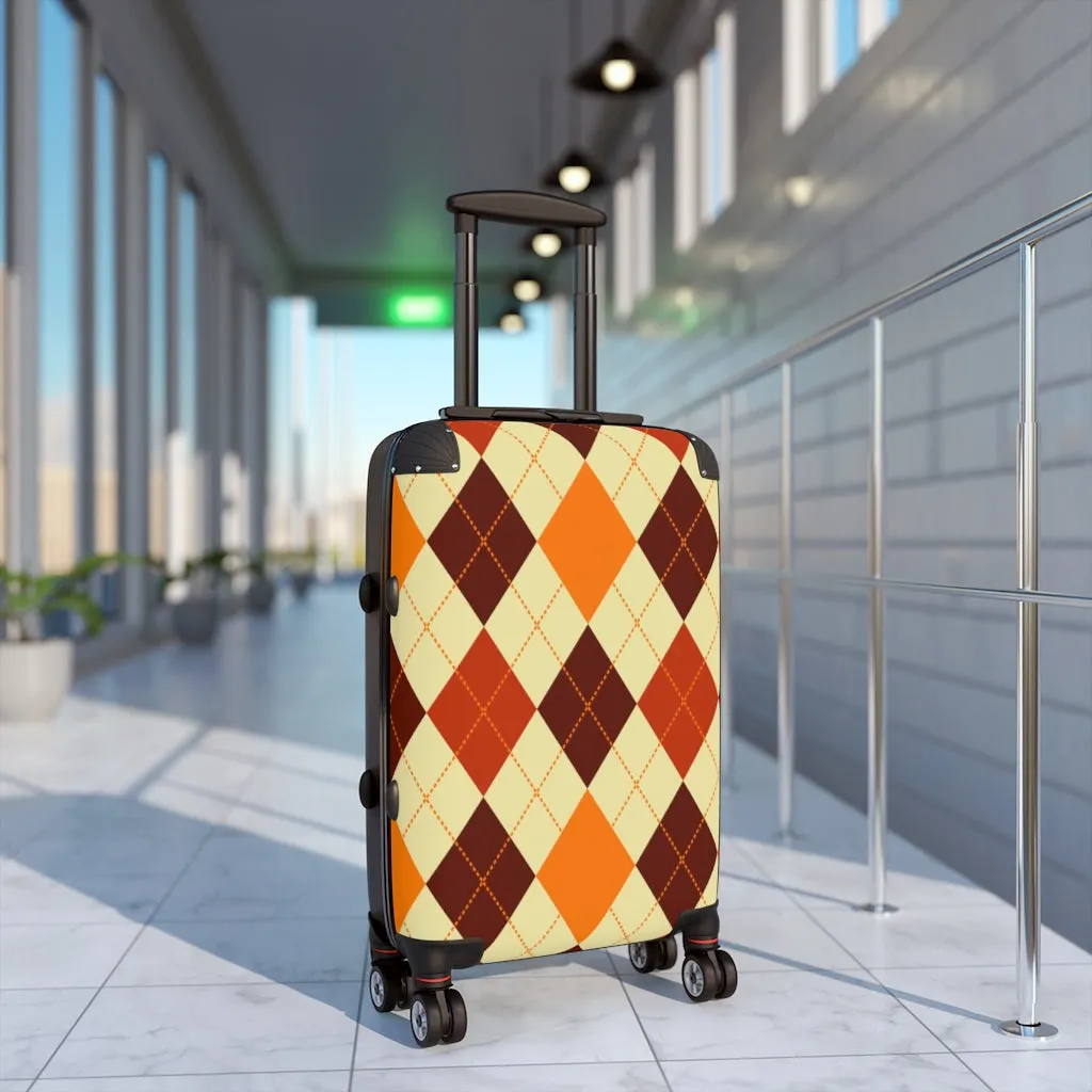 Orange and Brown Argyle Carry-on