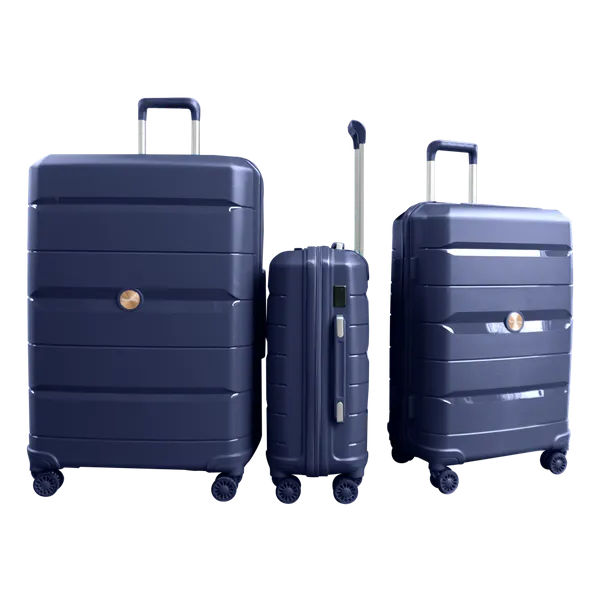 PP Hardside Travel Suitcase Luggage with 8 Spinner Wheels, Aluminum Handle TK883 - Navy