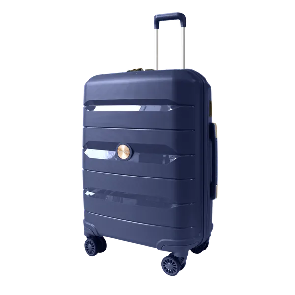 PP Hardside Travel Suitcase Luggage with 8 Spinner Wheels, Aluminum Handle TK883 - Navy