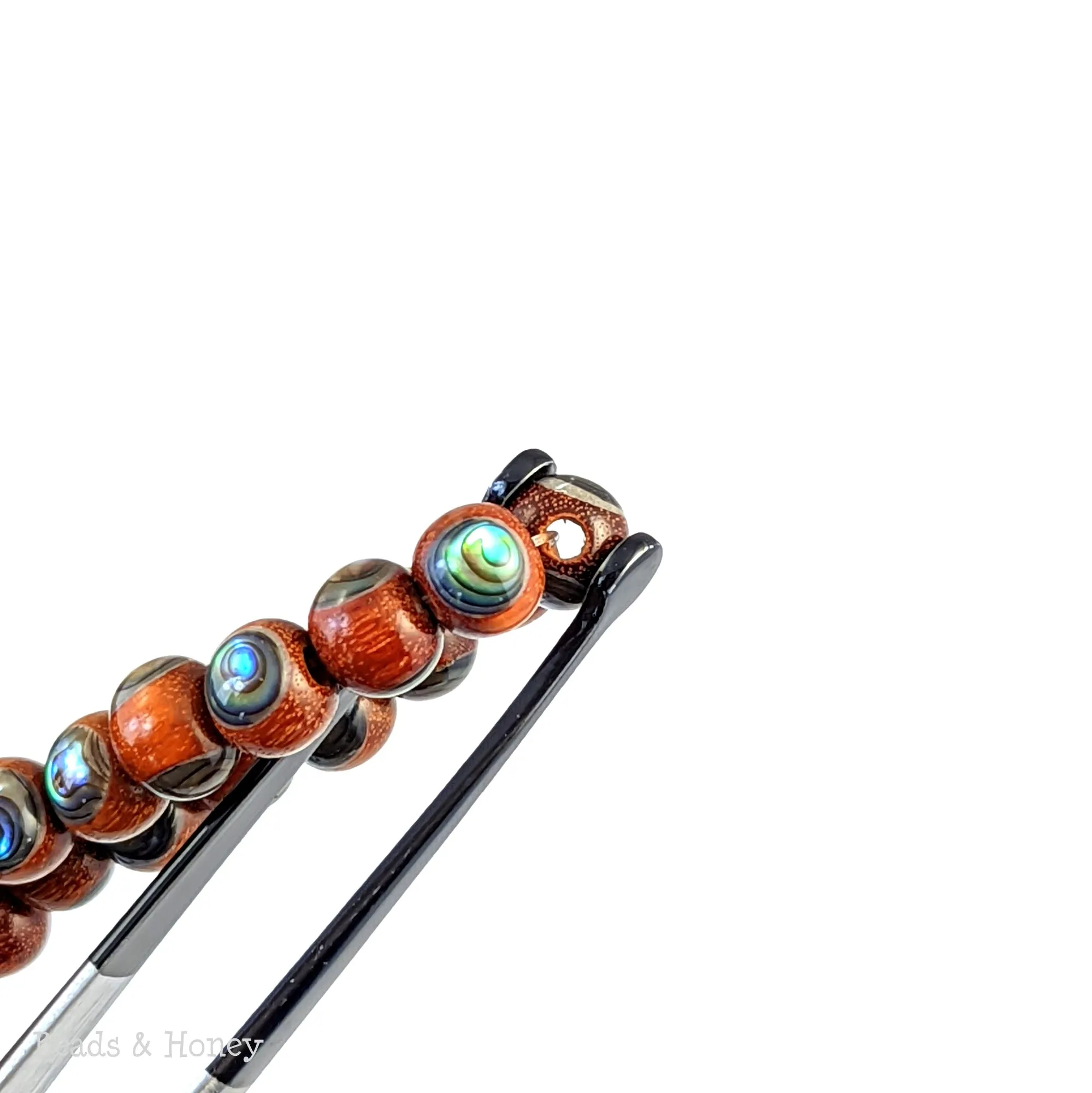 Sibucao Wood with Abalone Shell Inlay Round 7mm - 8mm (8-Inch Strand)