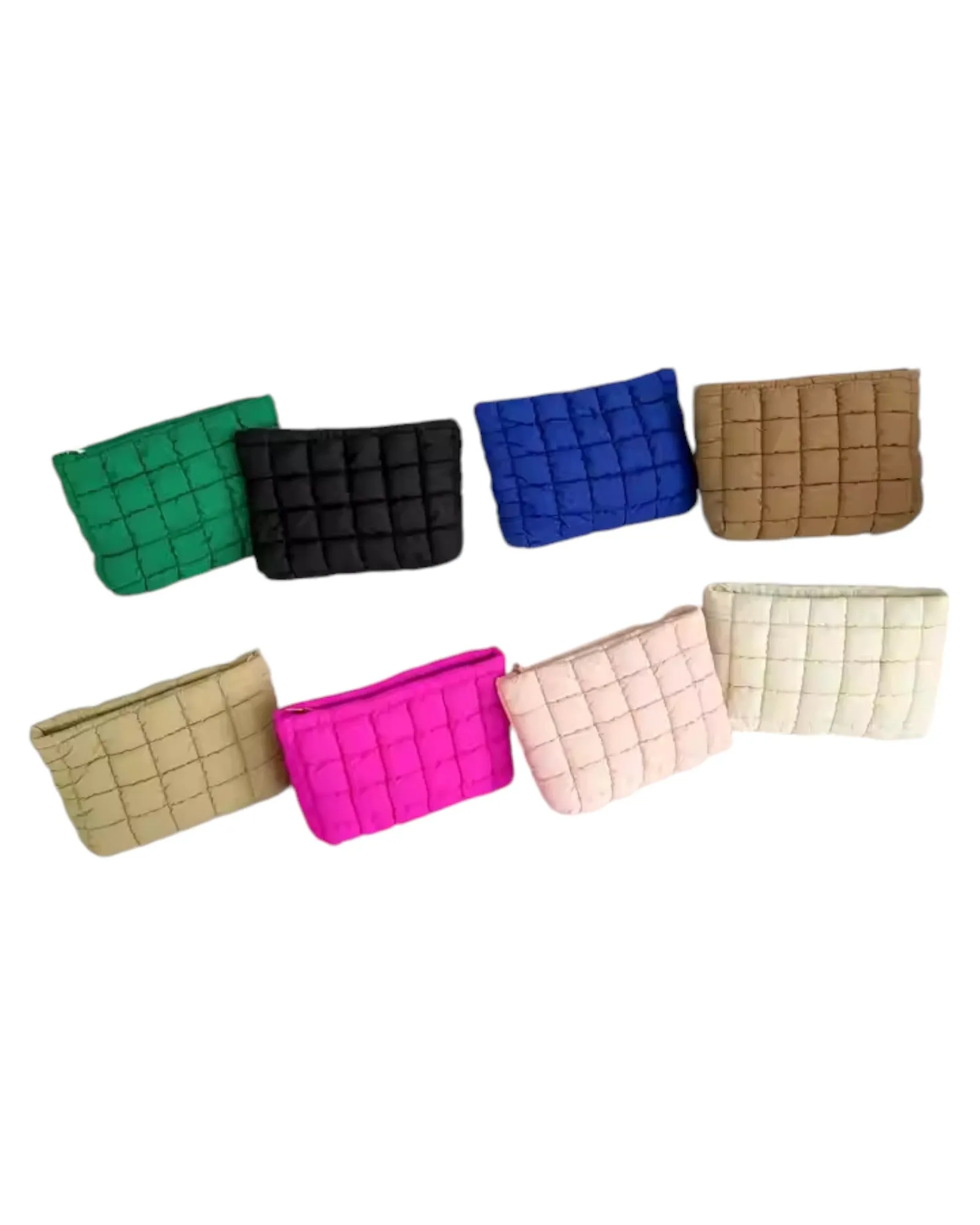 Tan Quilted Puffer Cosmetic / Toiletries Bag
