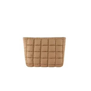 Tan Quilted Puffer Cosmetic / Toiletries Bag