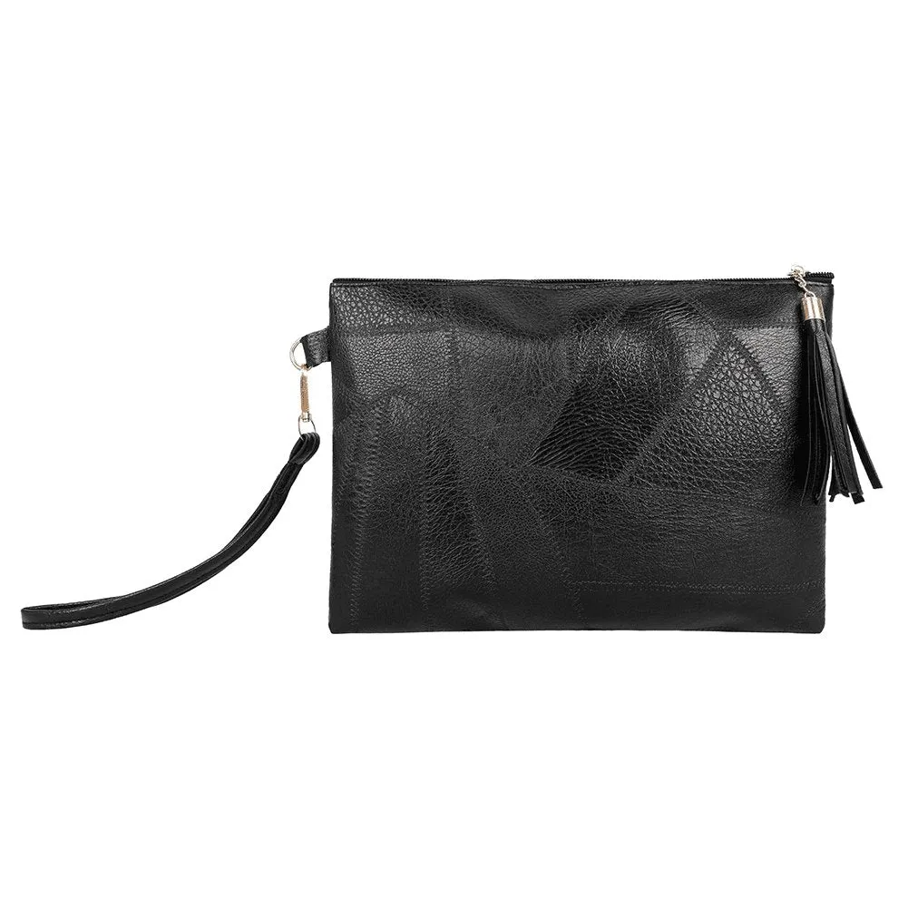 Tassel Pendant Zipper Design Clutch Bag