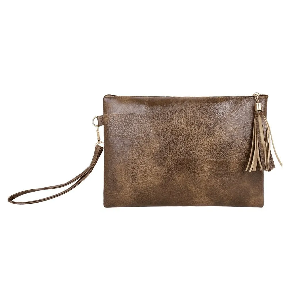 Tassel Pendant Zipper Design Clutch Bag