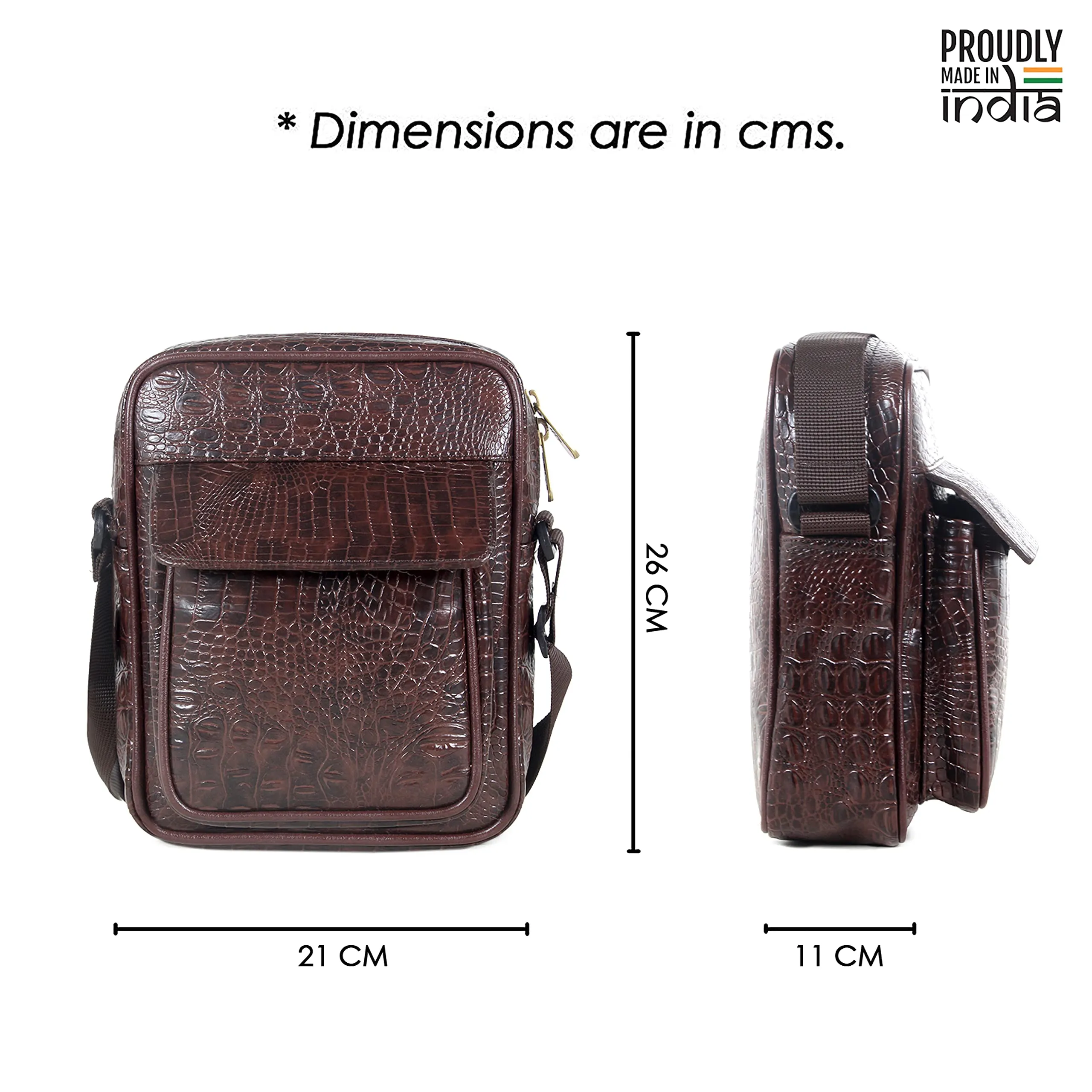 THE CLOWNFISH Penelope Faux Leather Stylish Messenger one Side Shoulder Bag and Sling Cross Body Travel Office Business Bag for Men and Women (Dark Brown)