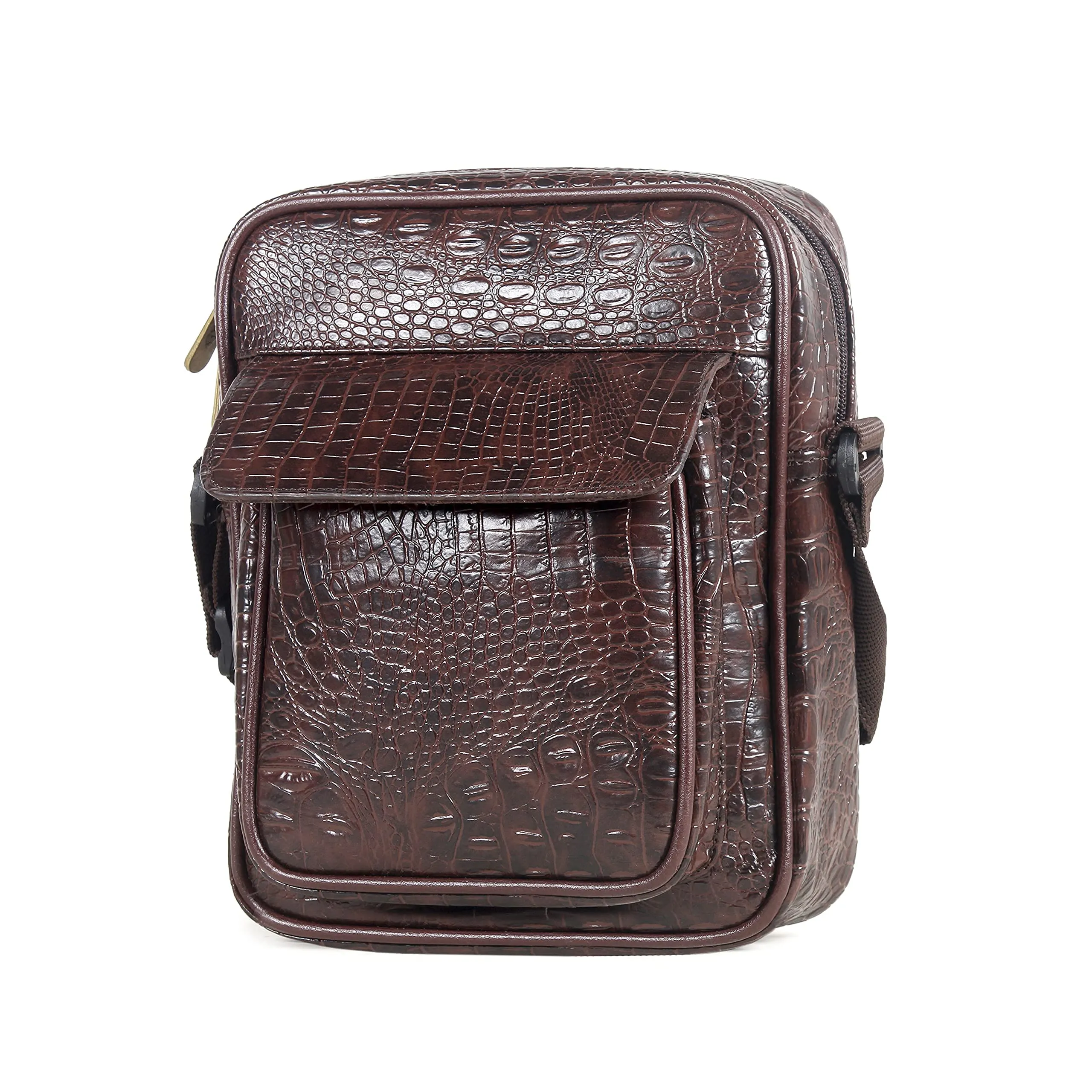 THE CLOWNFISH Penelope Faux Leather Stylish Messenger one Side Shoulder Bag and Sling Cross Body Travel Office Business Bag for Men and Women (Dark Brown)