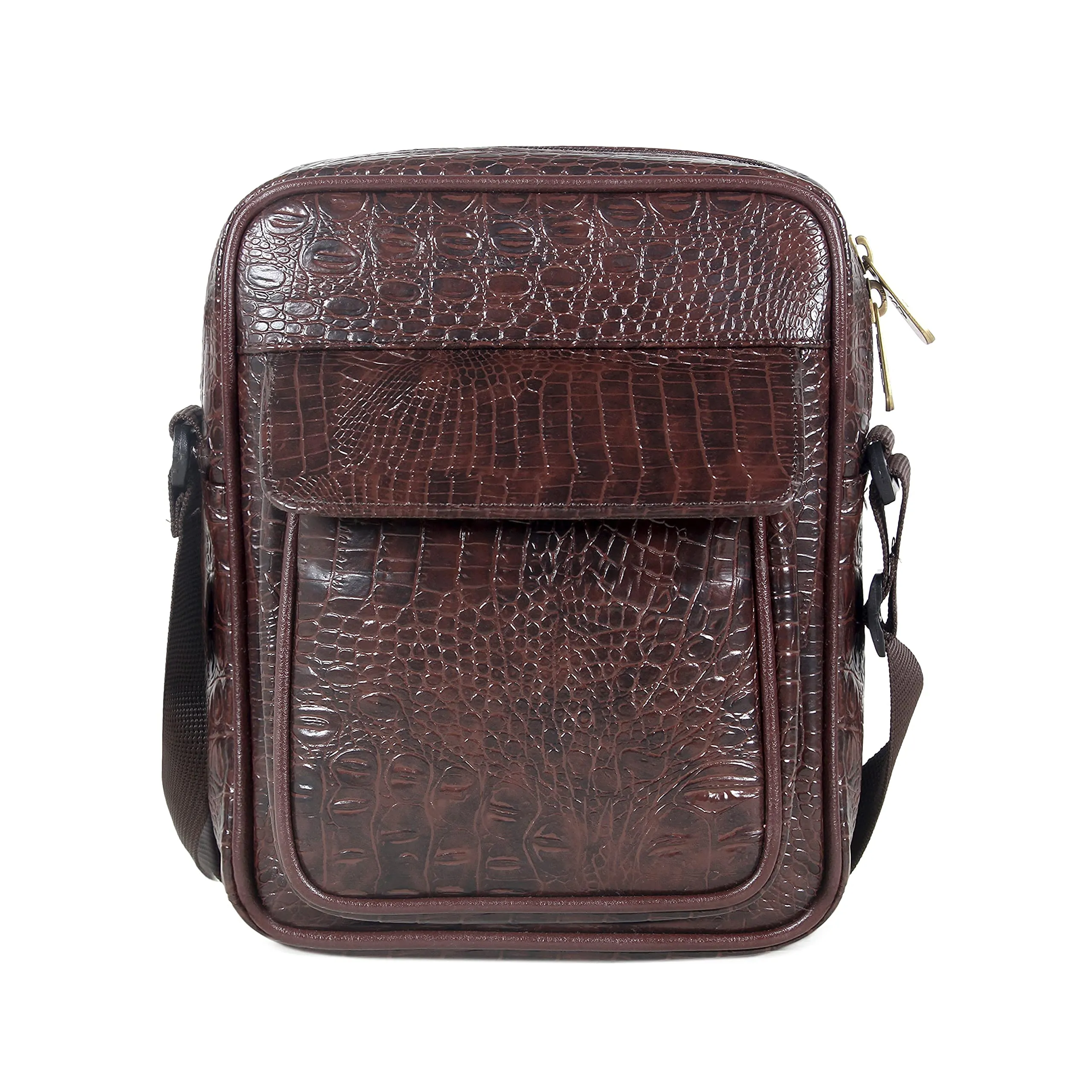 THE CLOWNFISH Penelope Faux Leather Stylish Messenger one Side Shoulder Bag and Sling Cross Body Travel Office Business Bag for Men and Women (Dark Brown)