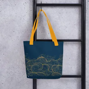 Tote Bag, "Ocean One" collection - Golden Waves pattern 15"x15"