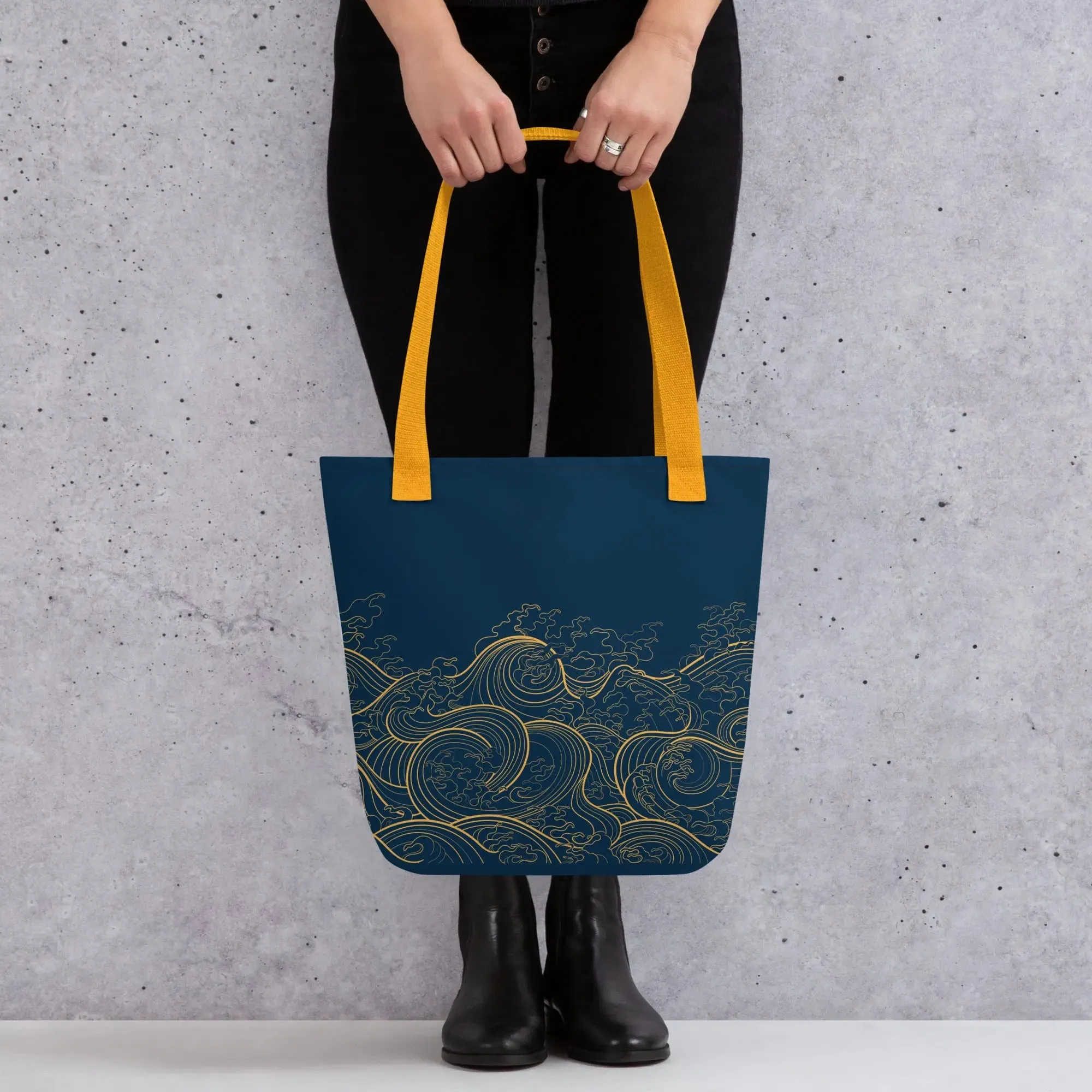 Tote Bag, "Ocean One" collection - Golden Waves pattern 15"x15"