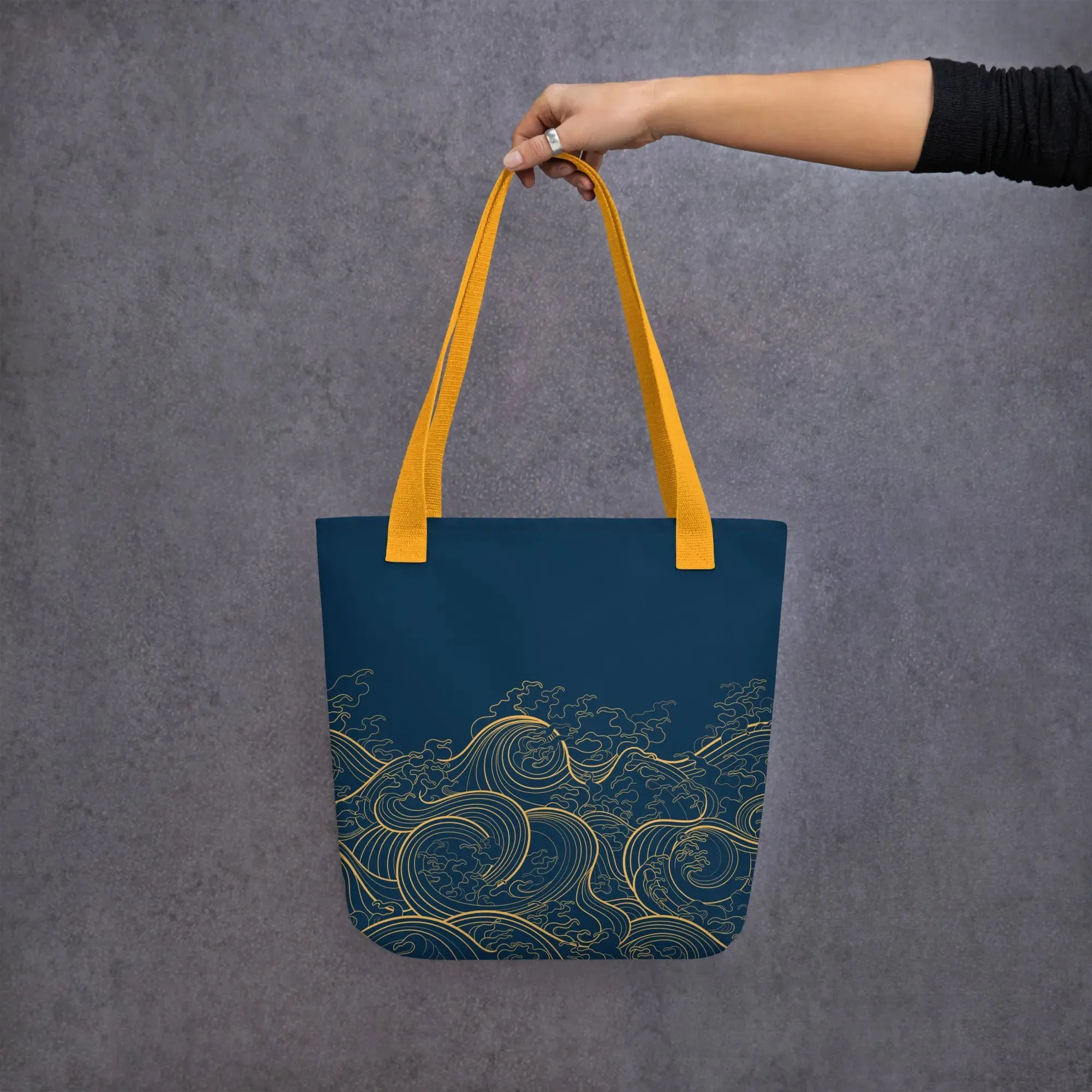 Tote Bag, "Ocean One" collection - Golden Waves pattern 15"x15"