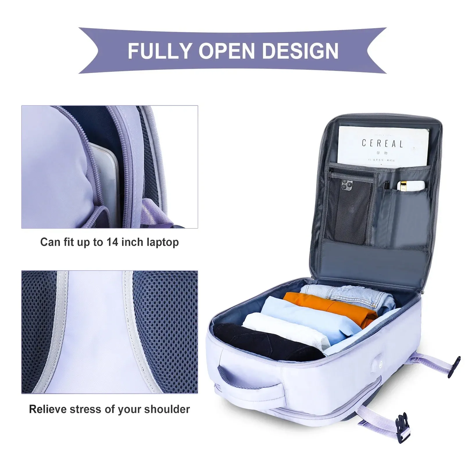 UAKISS  -  Women Travel Backpack Airplane Large Capacity Multi-Function Luggage Lightweight Waterproof Women's Casual Bag Notebook Bagpacks