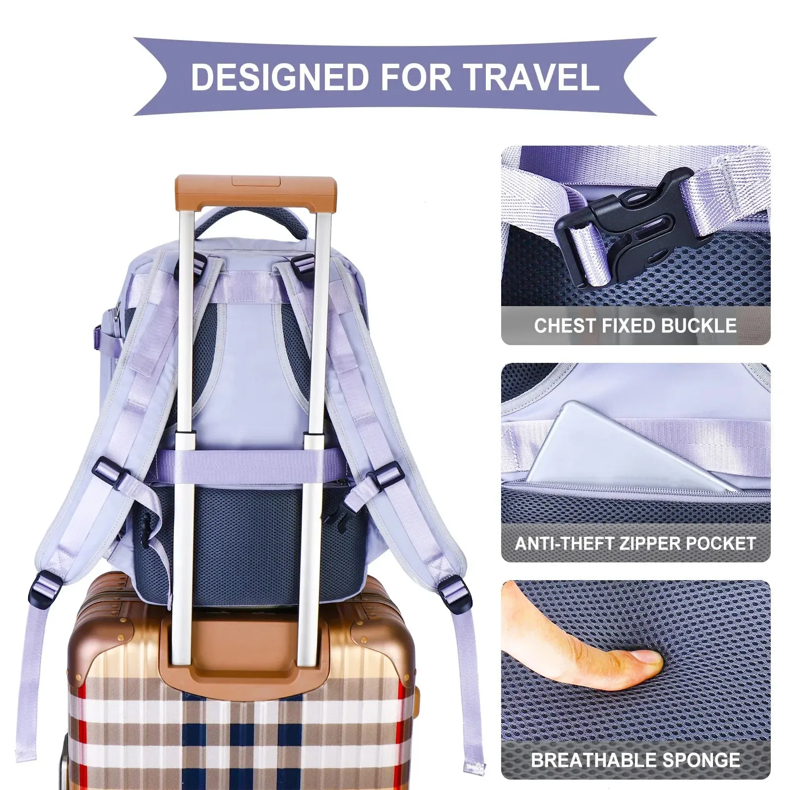 UAKISS  -  Women Travel Backpack Airplane Large Capacity Multi-Function Luggage Lightweight Waterproof Women's Casual Bag Notebook Bagpacks