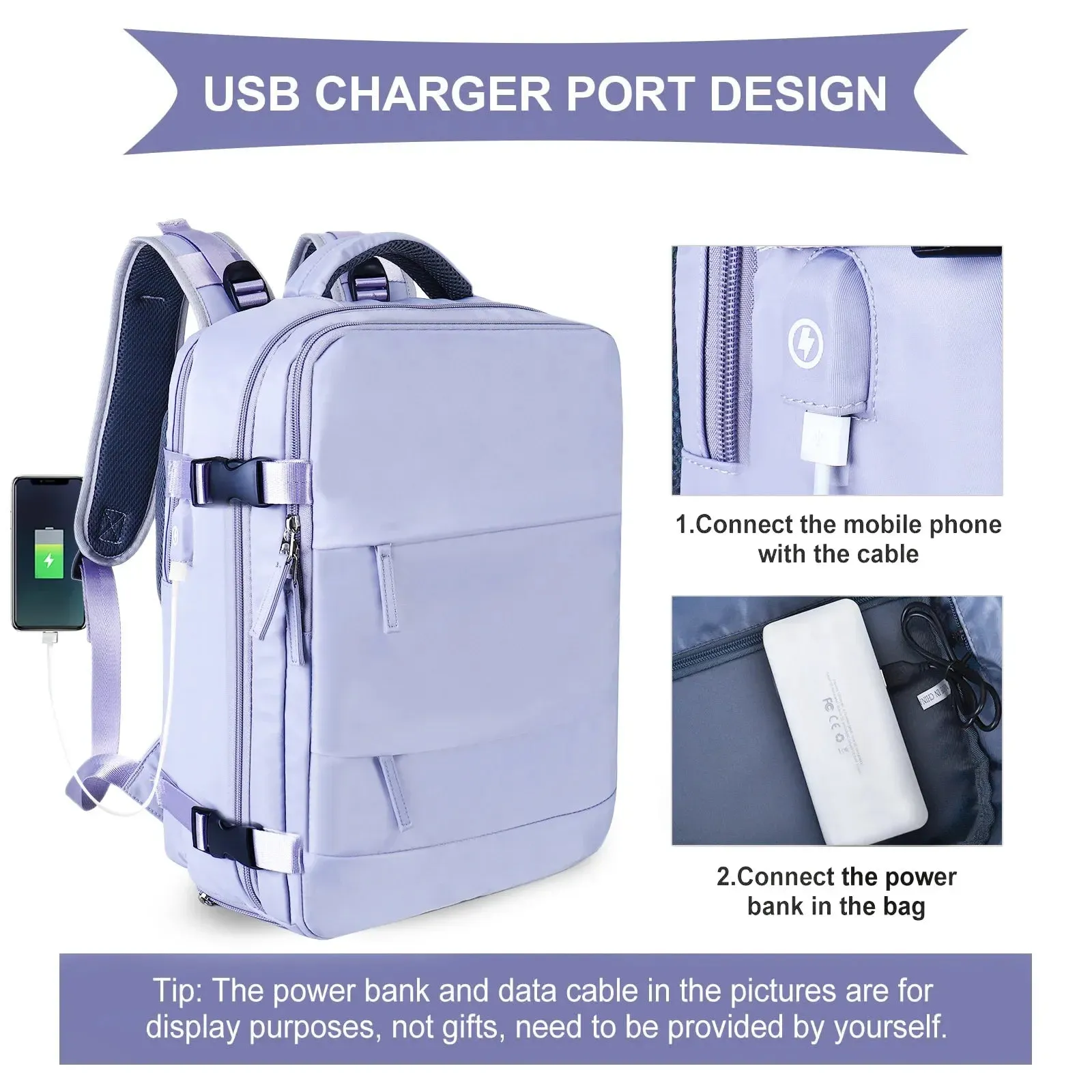 UAKISS  -  Women Travel Backpack Airplane Large Capacity Multi-Function Luggage Lightweight Waterproof Women's Casual Bag Notebook Bagpacks